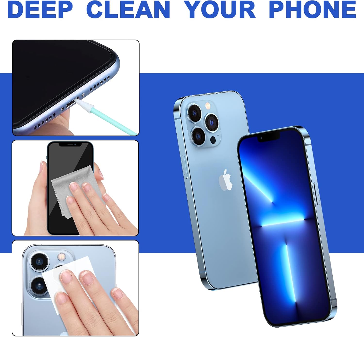 Cell Phone Cleaning Kit, Speaker Cleaner for iPhone, Charging Port Cleaning Tool, Electronic Cleaning kit, Compatible with Airpods Earbuds Camera USB C Lightning Port ipad (20-in-1)