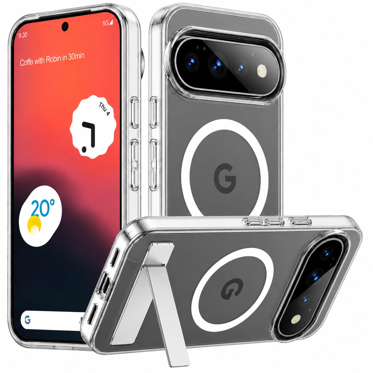 for Google Pixel 11/Pixel 11 Pro Case, Built-in Stand, Black