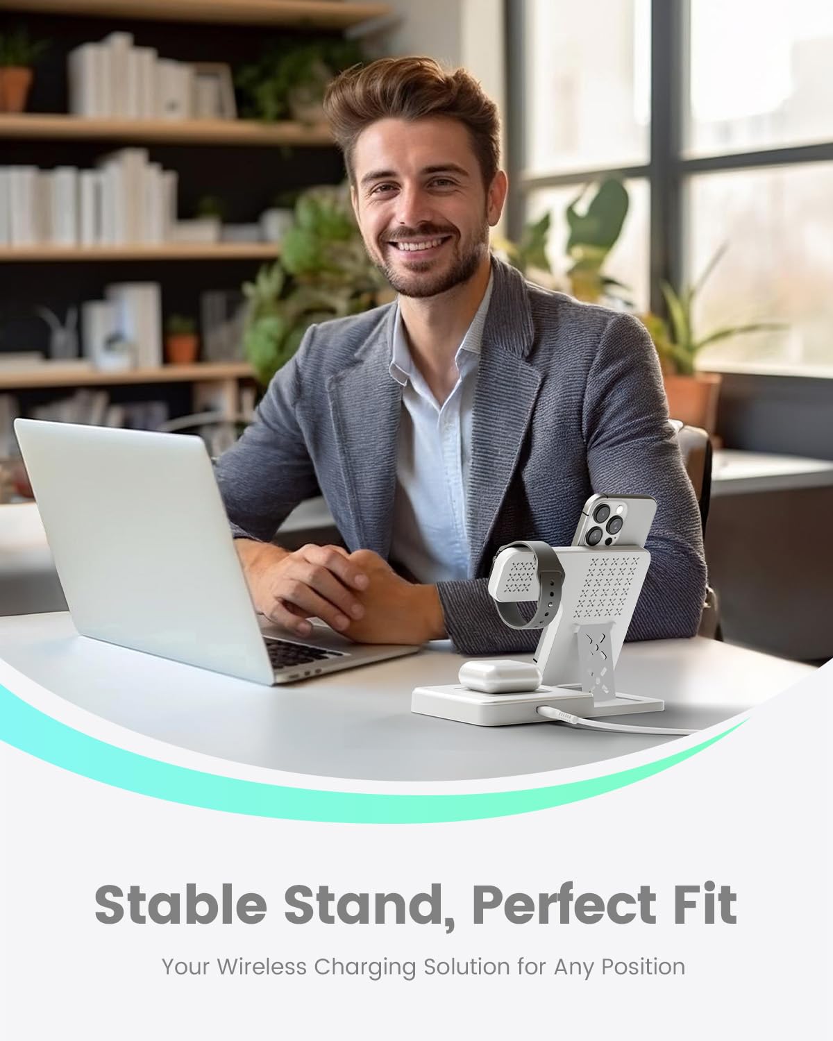 3-in-1 Charger Stand for iPhone, Watch, Airpods - Small Enterprise