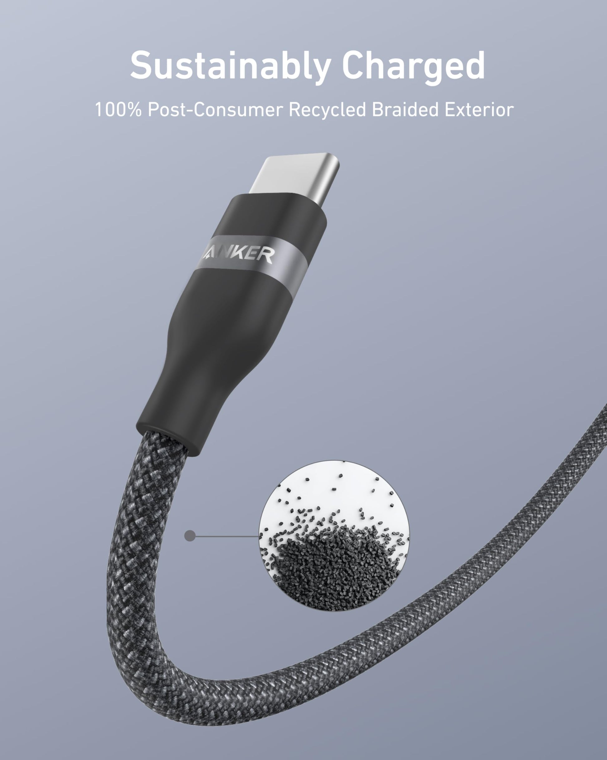 Anker Car Carplay Cable for iPhone 17 16 Pro Max Plus, Upcycled Braided USB A to USB C Car Charger Cord for Samsung Note20 and More (3FT, Black)