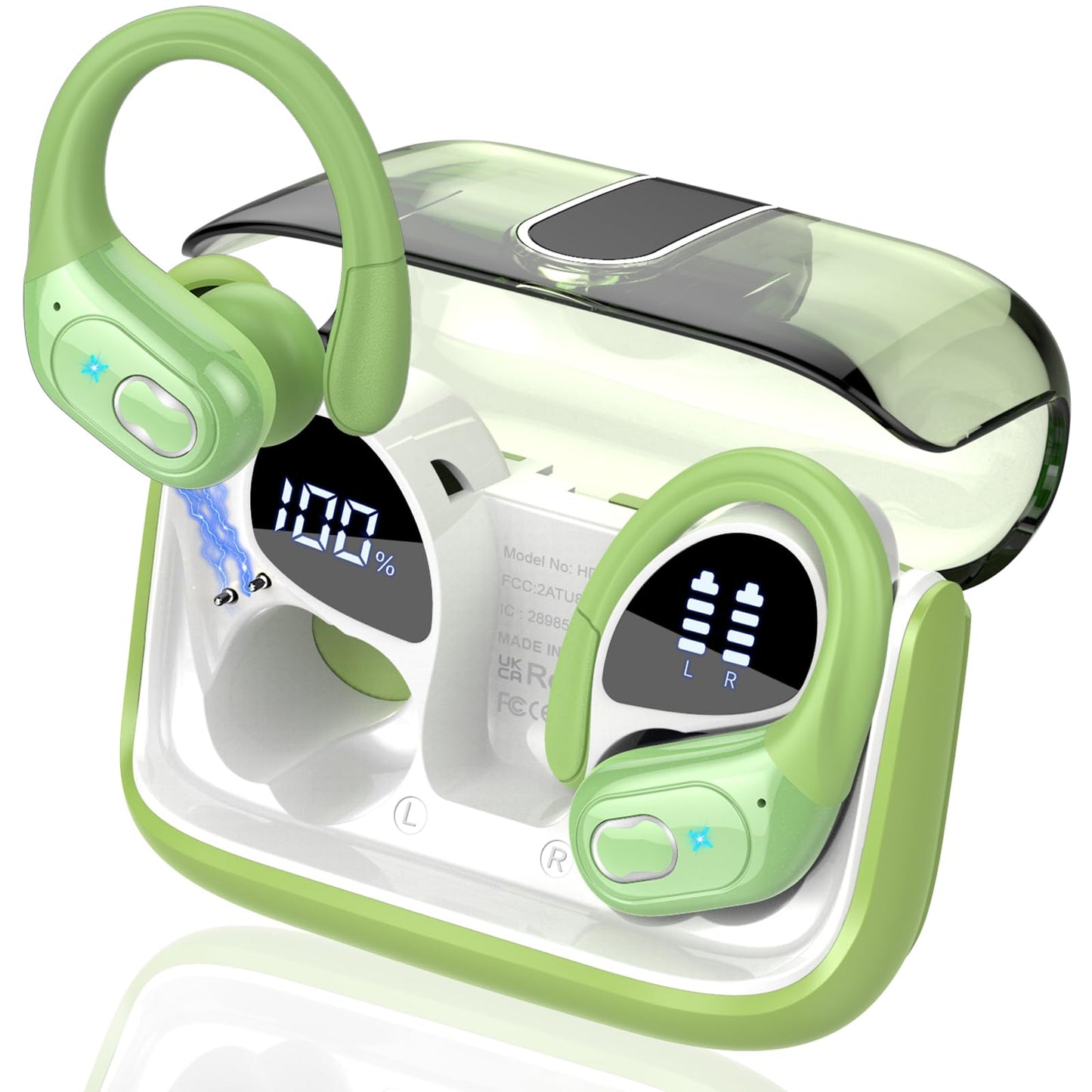 Wireless Earbuds 75hrs Bluetooth 5.4 Headphone Sport, 2026 Bluetooth Earbuds Stereo Deep Bass Over Ear Bud with Earhooks, ENC Noise Cancelling Mic, IPX7 Waterproof Earphone for Gym/Running/Workout