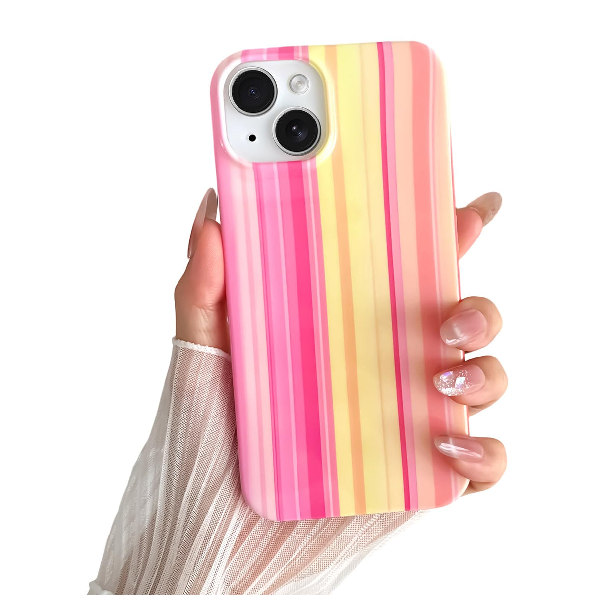 Yeddabox for iPhone 17 Pro Max Case Cute Striped Phone Case Soft TPU Slim Shockproof Phone Cover for Women Girls, Pink