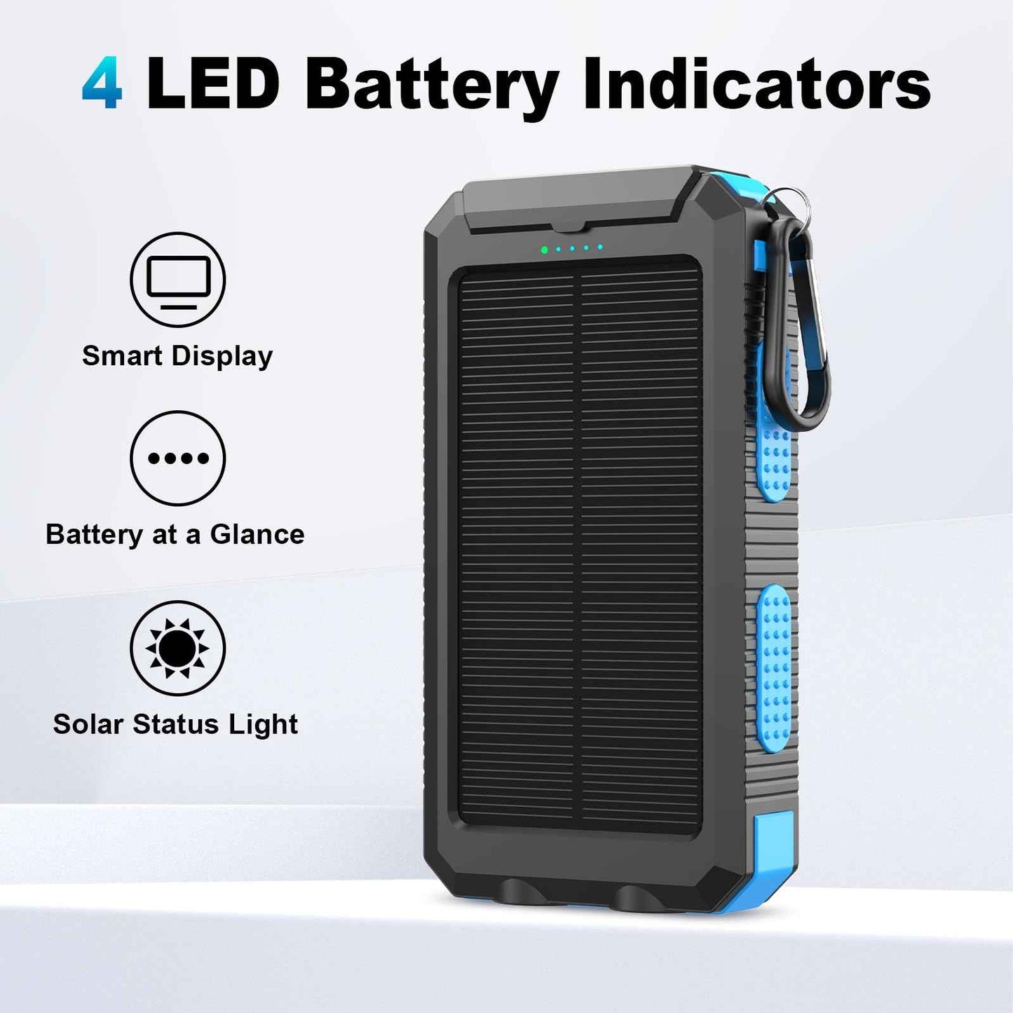 Solar Power Bank 20000mAh with 4 Cables & Flashlights