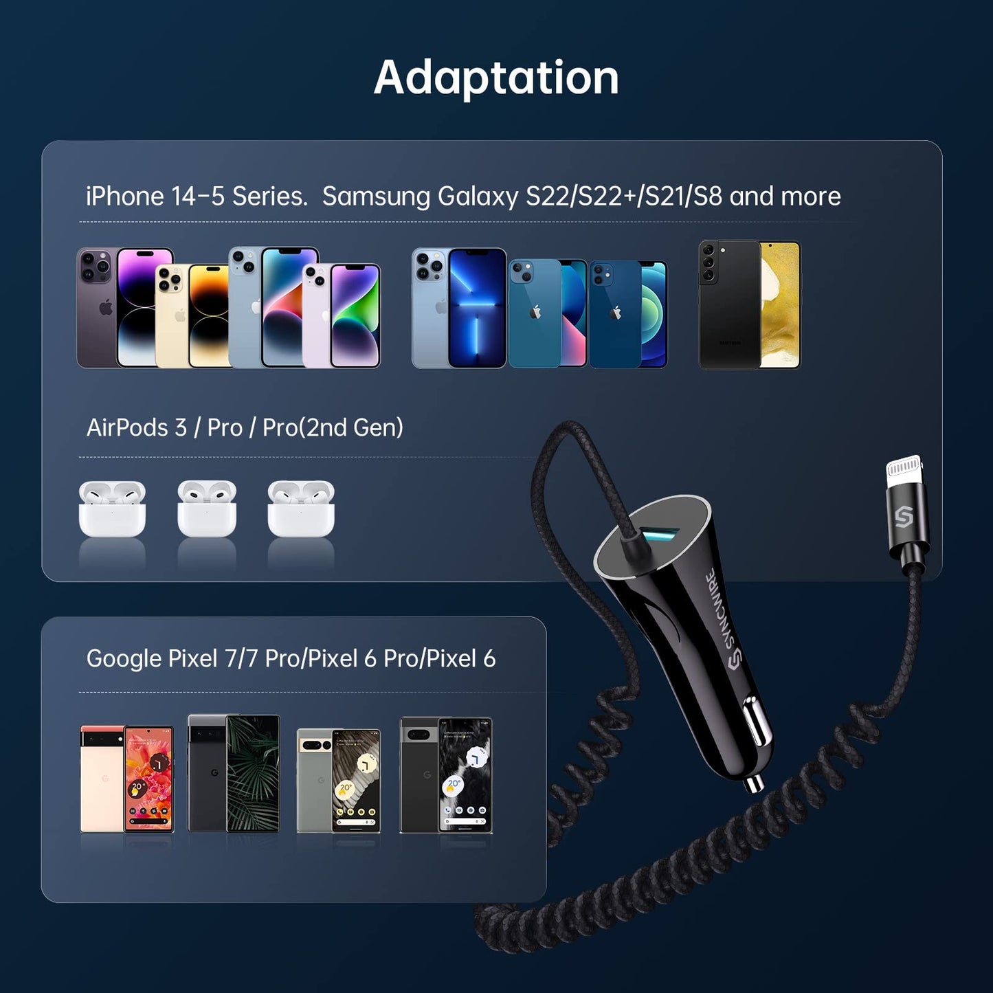 SyncCharge: MFi Lightning Car Adapter 4.8A/24W
