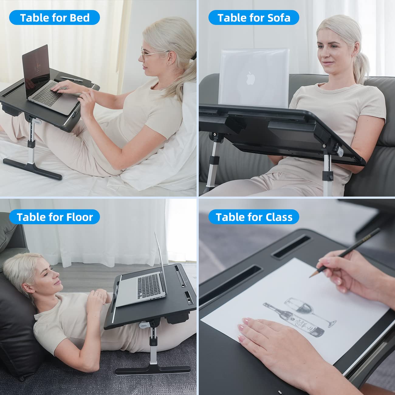 FlexiFold XL: Adjustable Laptop Tray for Bed & Sofa
