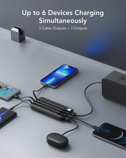 TravelMax 10K: Slim Power Bank w/ Built-in Cables - Small Enterprise