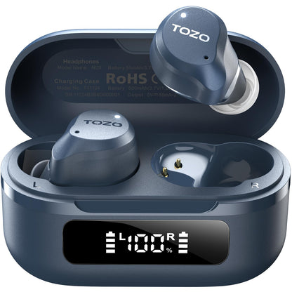 TOZO NC9 Hybrid Active Noise Cancelling Wireless Earbuds, 6 Mics ENC Clear Call, IPX8 Waterproof, in Ear Bluetooth 5.3 Headphones Stereo Bass Ear Buds 60H Playtime with LED Display 32 EQs via APP
