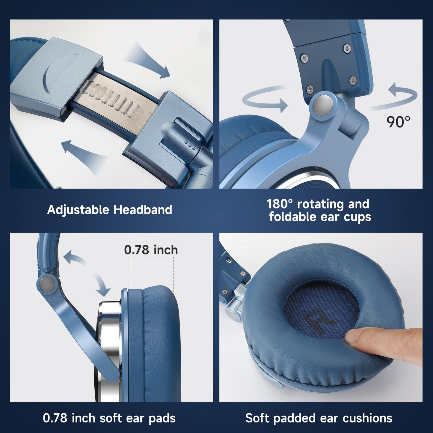 OneOdio Pro DJ Studio Over-Ear Headphones - Black