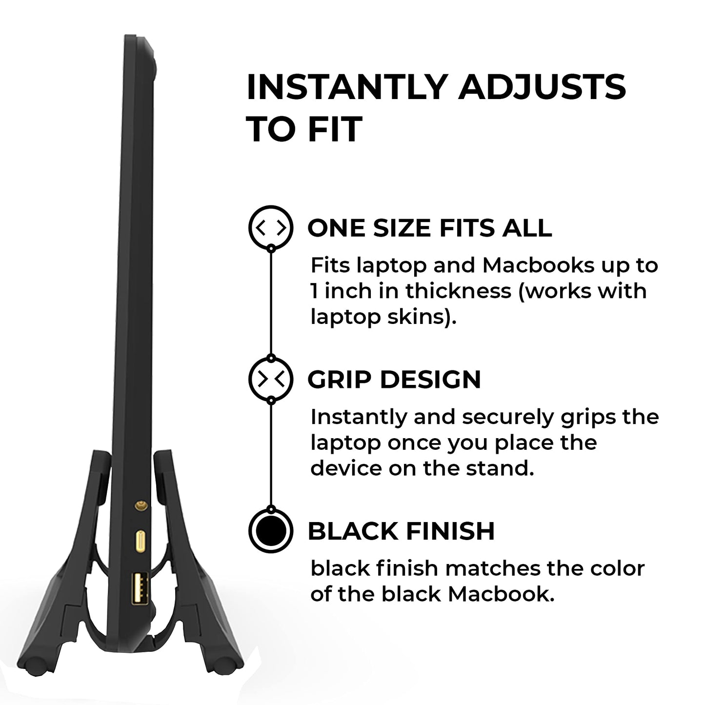 BlackRise: Adjustable Vertical Laptop Dock Stand