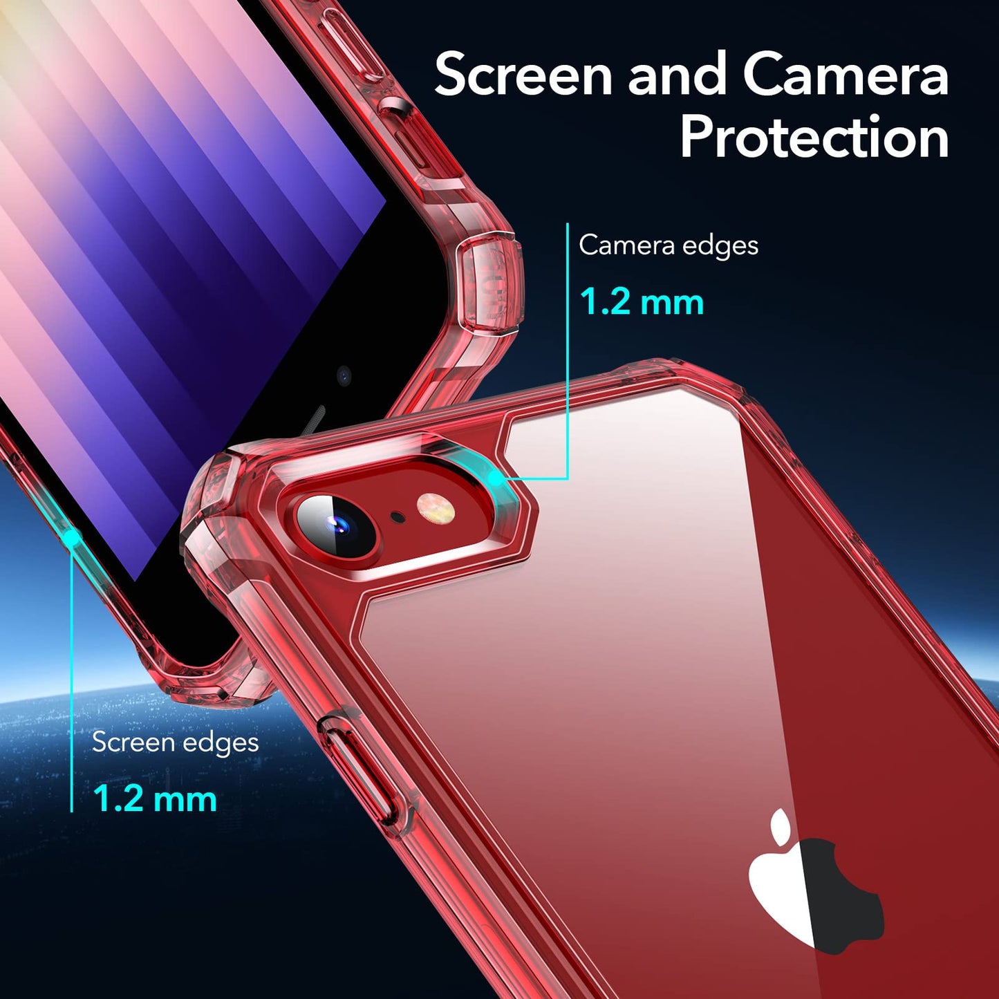 ESR for iPhone SE (2022) Case, iPhone SE (2020) and iPhone 8, Military-Grade Protection, Shock-Absorbing Corners, Yellowing-Resistant Back, Phone Case for SE 3/2, Air Armor Case, Clear Black