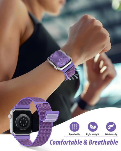 Nylon Loop Sport Band Compatible with Apple Watch Bands 44mm 45mm 46mm 49mm 42mm for Women Men, iWatch Wrist Straps for Ultra 3 2, Se, Series 11 10 9 8 7, Breathable, Soft Band Ideal for Outdoor