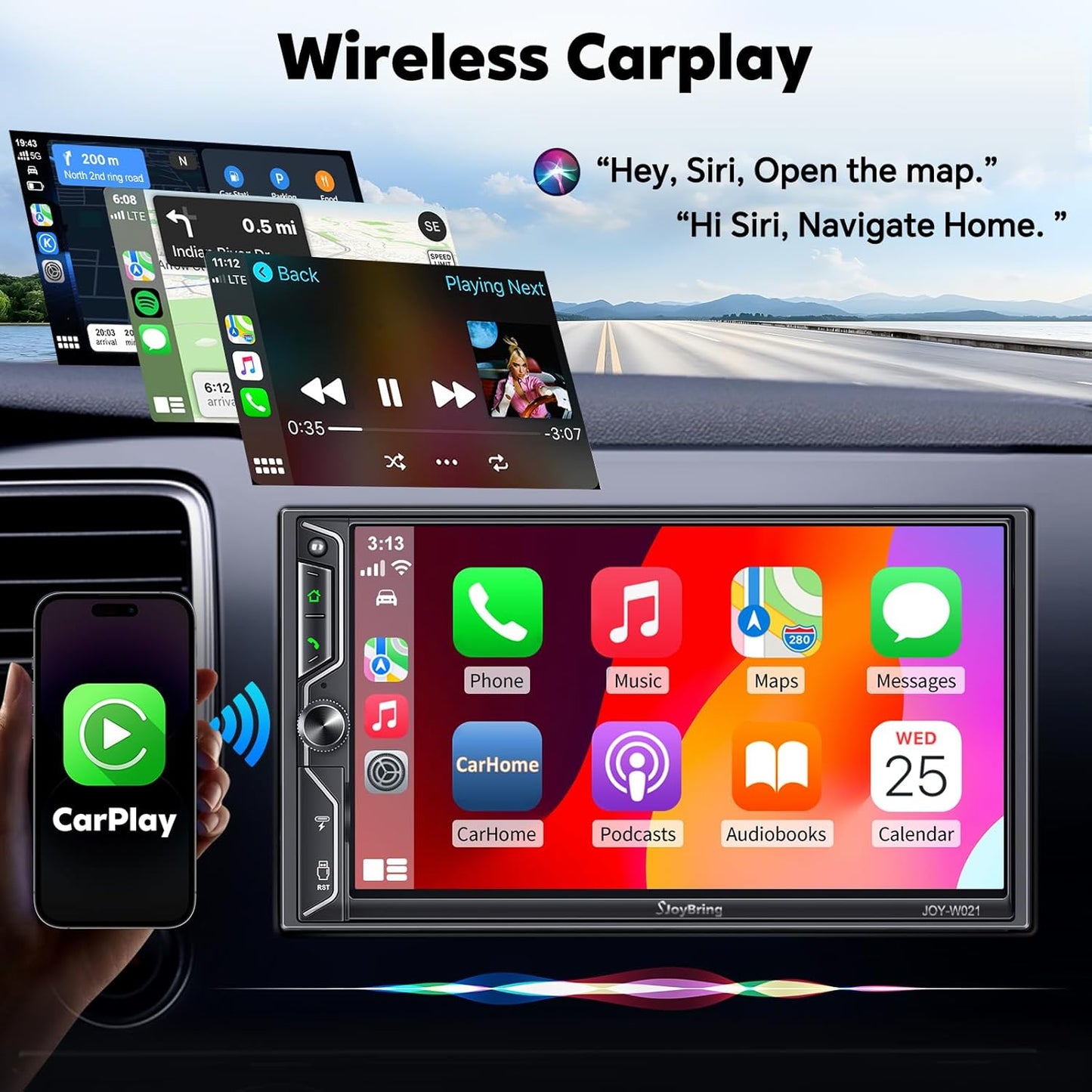 QLEDSync 7 Car Stereo: Wireless CarPlay & Android