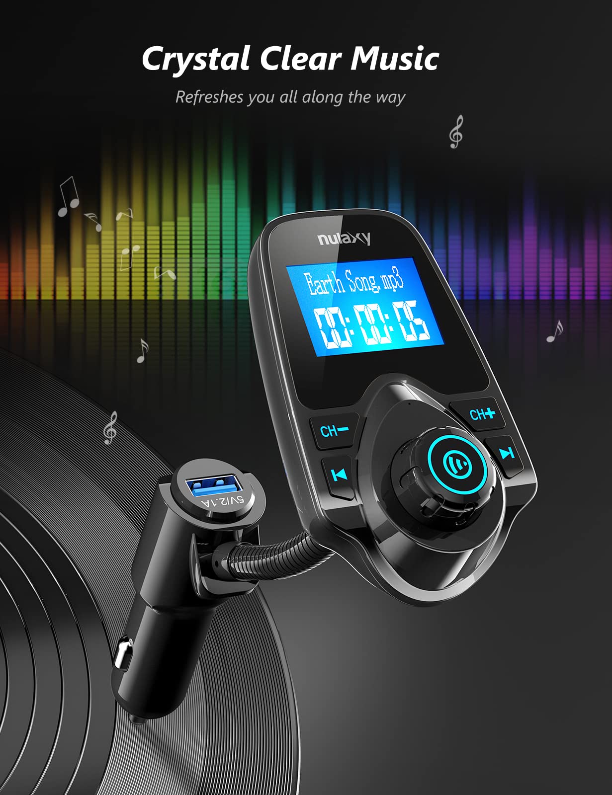 Nulaxy FlexiConnect: 2024 Bluetooth FM Car Adapter