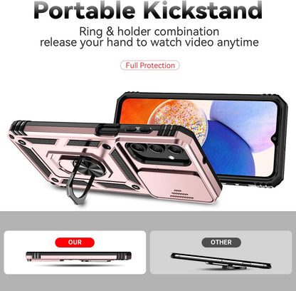 SunStory Phone Case Compatible with Samsung Galaxy A16 5G Case with HD Screen Protector & Slide Camera Cover & Kickstand, [Military-Grade] Phone Case for Samsung A16 (Red)