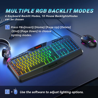 Redragon Elite RGB Combo: S101 Keyboard & M601 Mouse