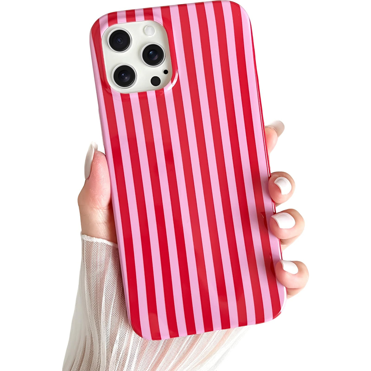 Yeddabox for iPhone 17 Pro Max Case Cute Striped Phone Case Soft TPU Slim Shockproof Phone Cover for Women Girls, Pink