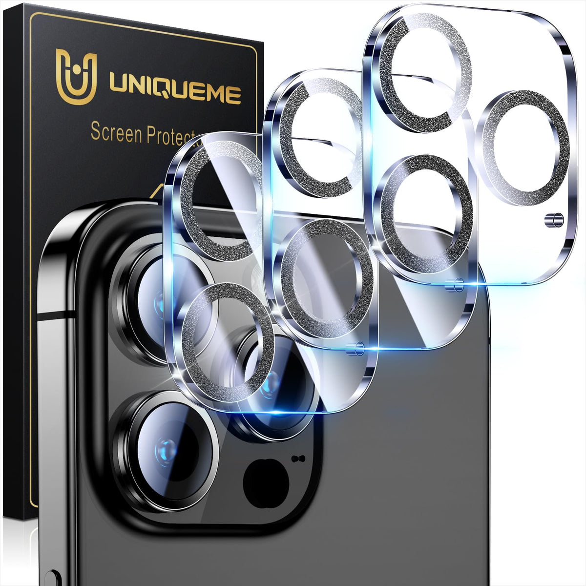 UniqueMe for 3 Pack iPhone 16 Pro/iPhone 16 Pro Max Camera Lens Protector