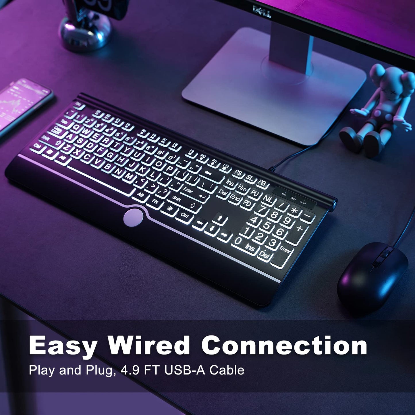 GlowType: Large Print 7-Color Backlit Keyboard