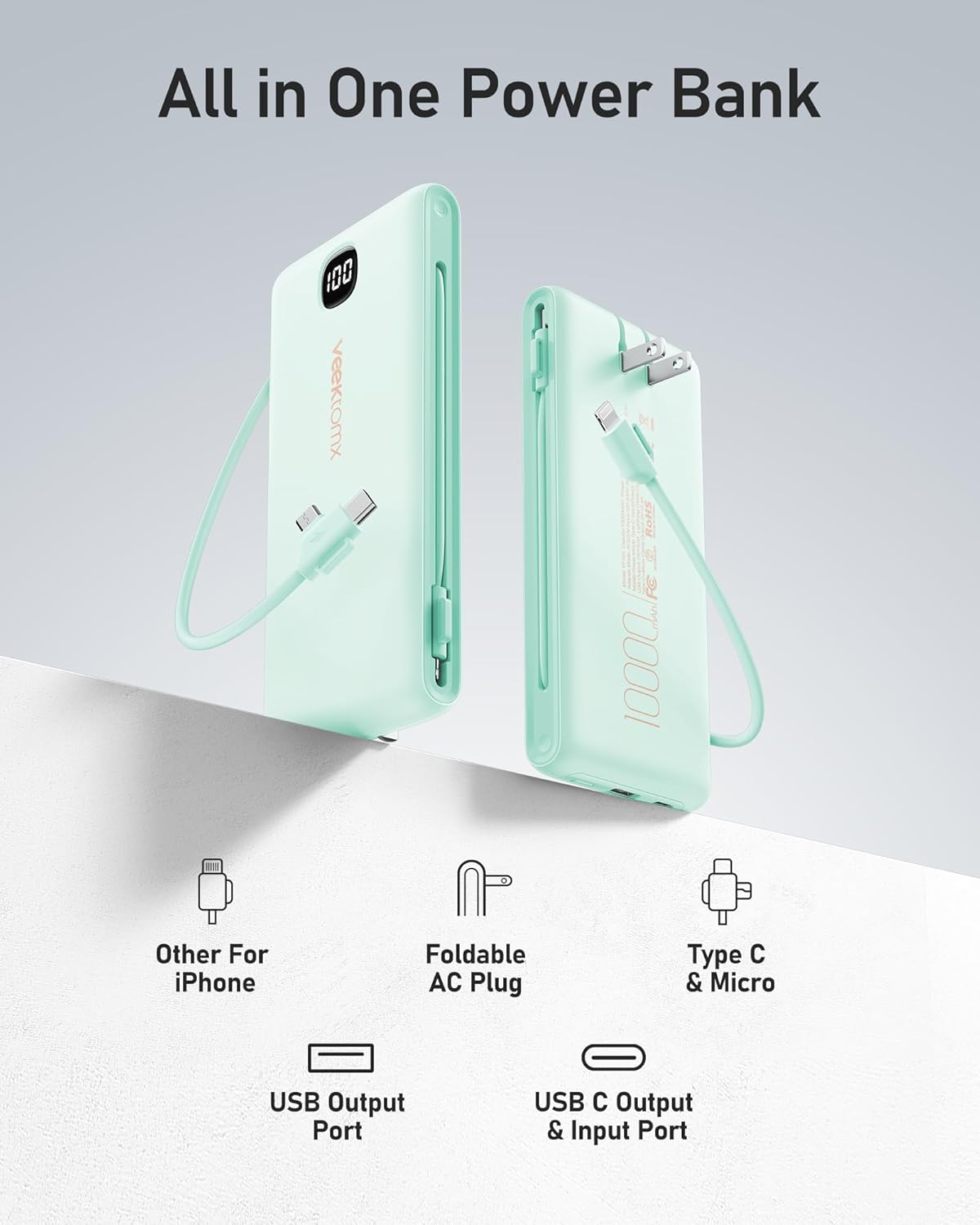 VEEKTOMX SlimCharge 10K: Ultimate Travel Power Bank - Small Enterprise