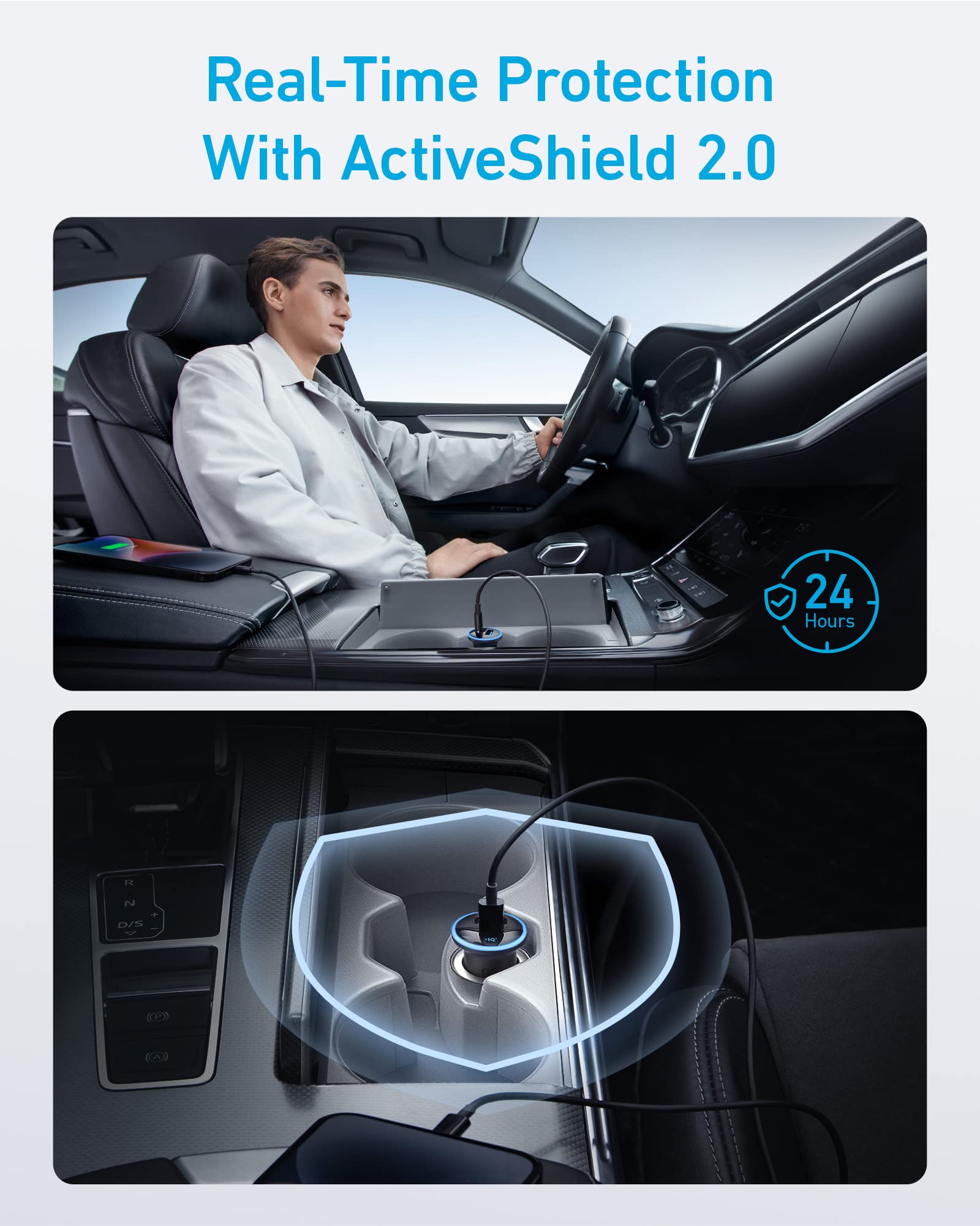 Anker 323 USB-C Car Charger Adapter, 52.5W Cigarette Lighter Charger with 30W PowerIQ 3.0 Fast Charging for iPhone 17/16/15/14/13/12 Series, Galaxy S25/24, Pixel