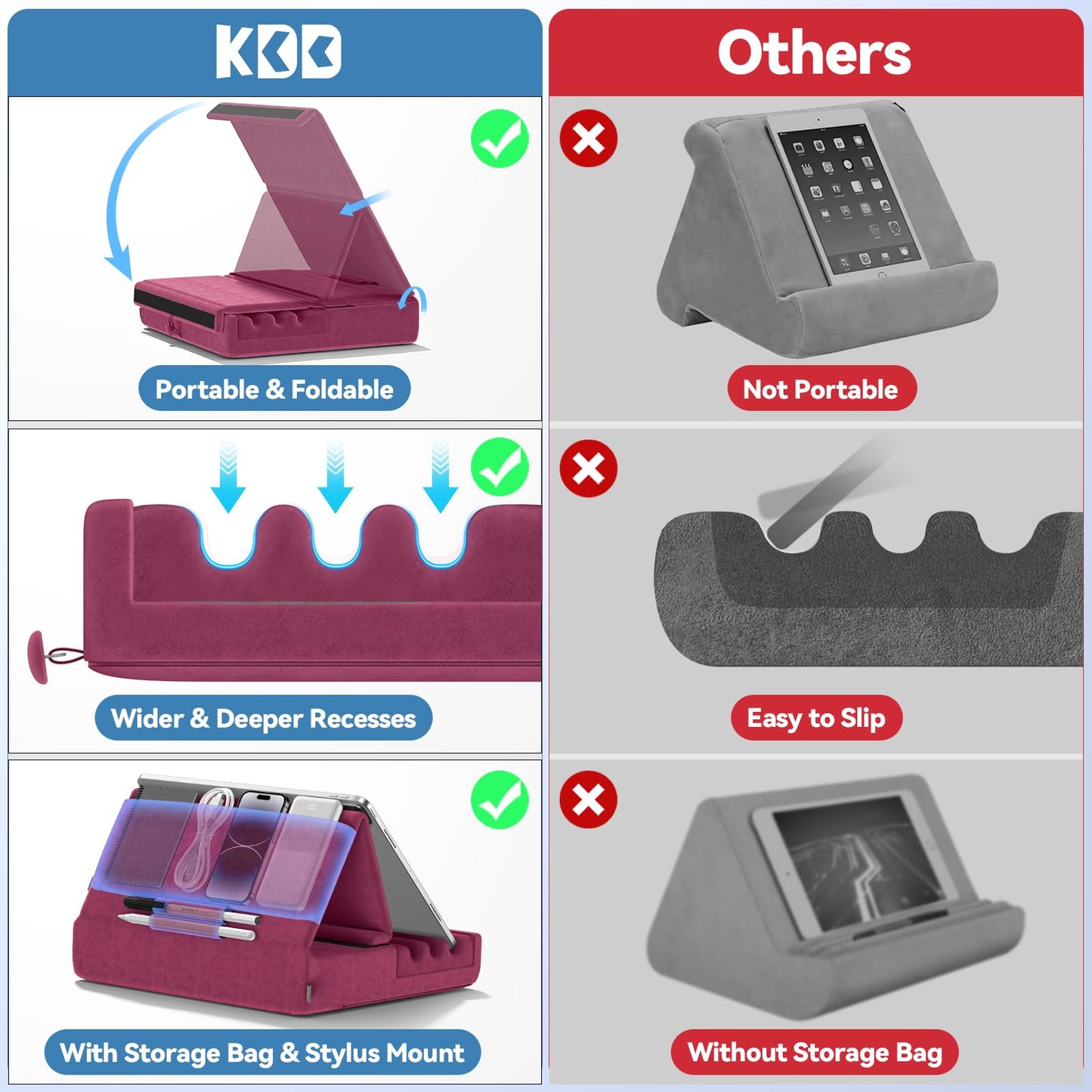 FoldMate: Versatile Tablet Pillow Stand with Pocket