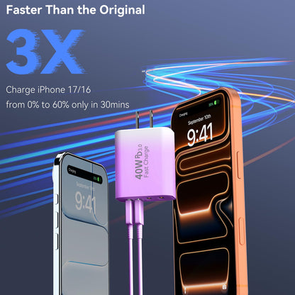 USB C Wall Charger Block, 40W USB Type C iPhone Charger Fast Charging Block