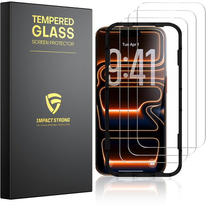 ImpactStrong 3-Pack Glass Protector for iPhone 15/16, 6.1