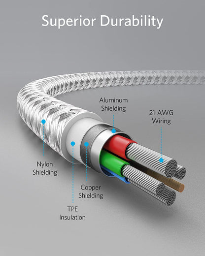 Anker SwiftCharge Nylon USB-C to Lightning Cord 3.3ft