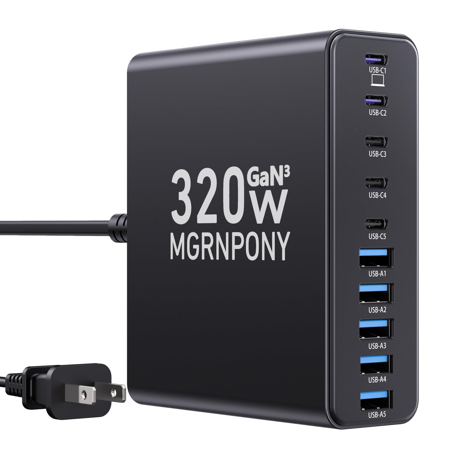 PowerHub 320: High-Speed 10-Port USB-C Charger