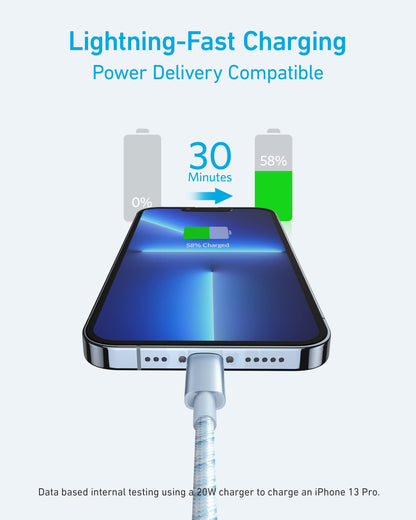 Anker SwiftCharge Nylon USB-C to Lightning Cord 3.3ft