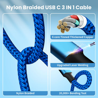 100W USB C 3-in-1 Charging Cable - Small Enterprise