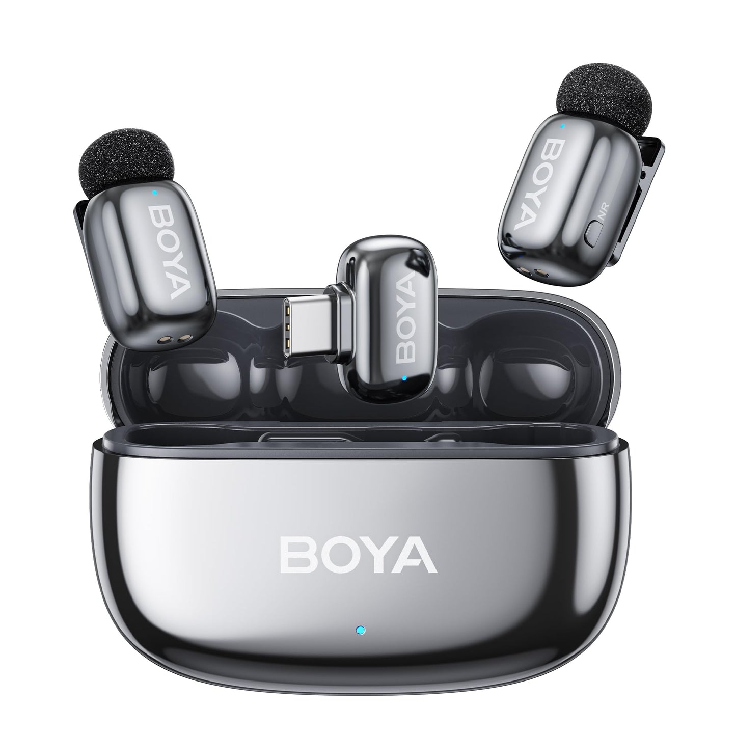 BOYA mini 2 Wireless Lavalier Microphones for iPhone 15/16/17 & Android, AI Noise Cancellation, App Control, 30H Battery Life with Charging Case, Lapel Microphone Wireless for Video Recording Vlogging