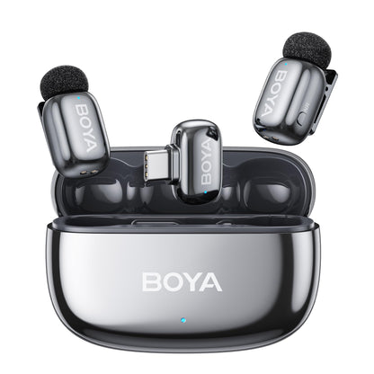 BOYA mini 2 Wireless Lavalier Microphones for iPhone 15/16/17 & Android, AI Noise Cancellation, App Control, 30H Battery Life with Charging Case, Lapel Microphone Wireless for Video Recording Vlogging