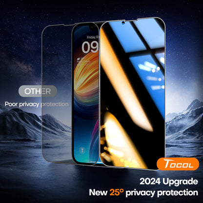 TOCOL Privacy Shield 9H Glass for iPhone 15 - 2 Pack - Small Enterprise