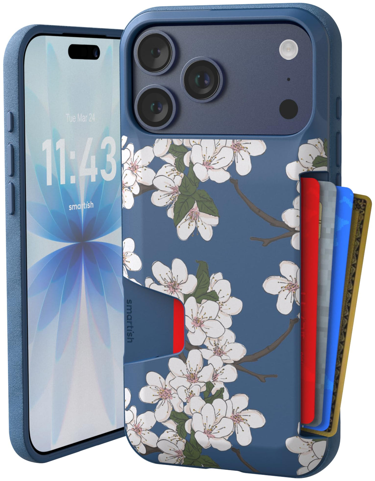 Smartish iPhone 18 Pro/17 Pro Wallet Case, Wallet Slayer V1, Cherry Blossom