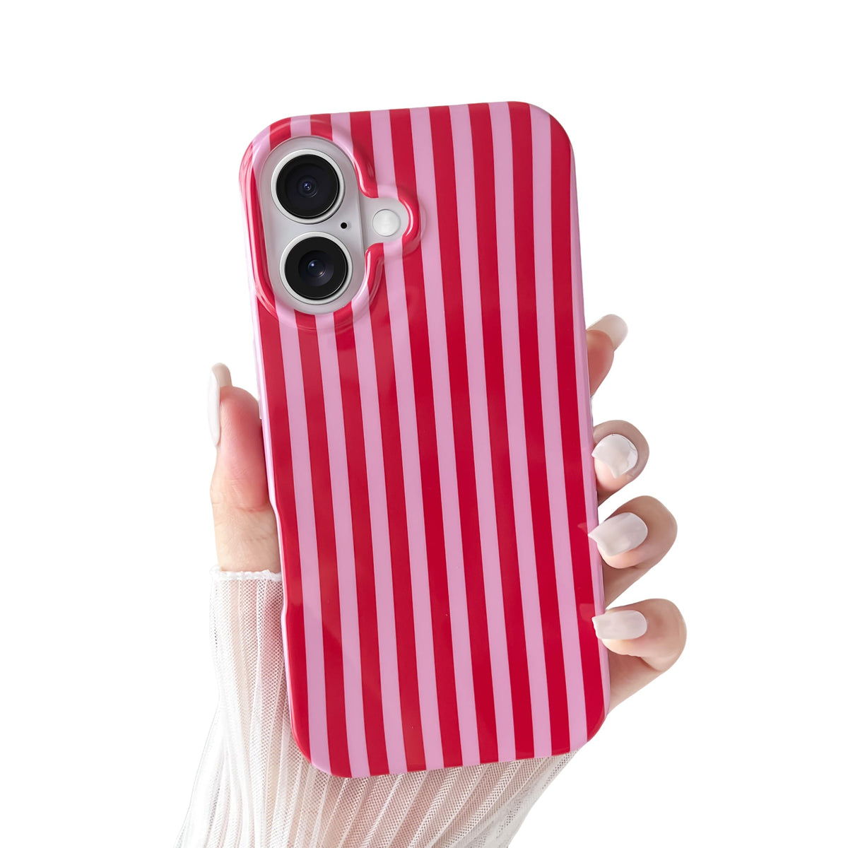 Yeddabox for iPhone 17 Pro Max Case Cute Striped Phone Case Soft TPU Slim Shockproof Phone Cover for Women Girls, Pink