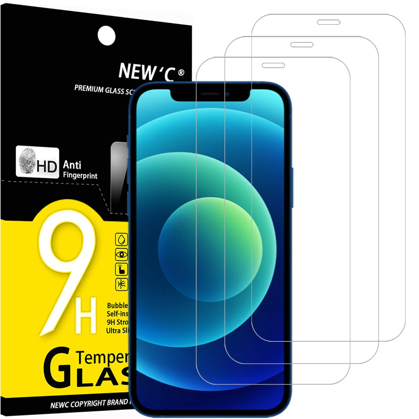 NEW'C 3 Pack iPhone 11/XR Tempered Glass Protectors