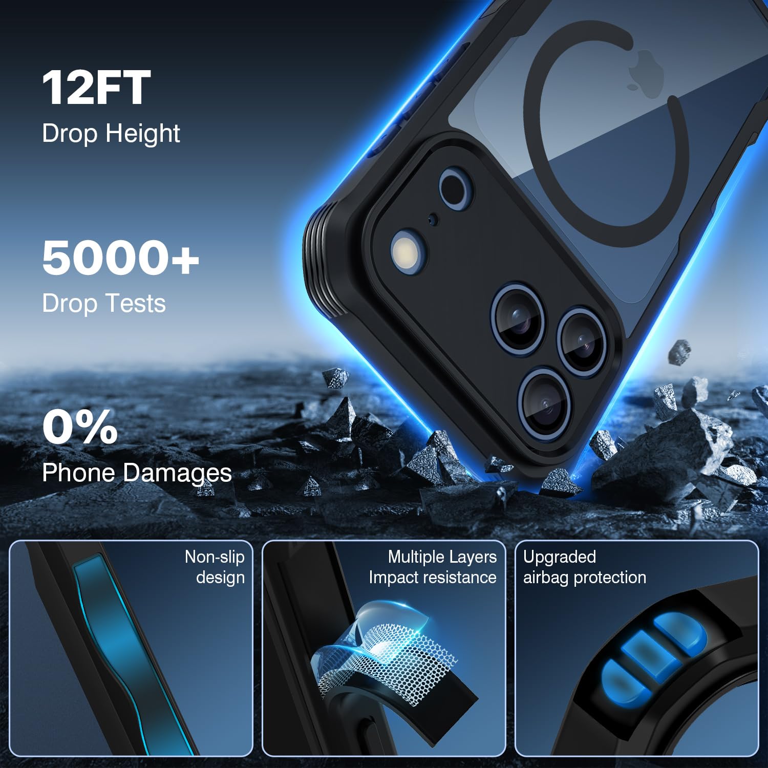 CENHUFO Magnetic Privacy for iPhone 17 Pro Case [Compatible with Magsafe] Full Body Phone Case Built-in 9H Tempered Glass Privacy Screen Protector, Camera Protection Shockproof Bumper Cover -Black