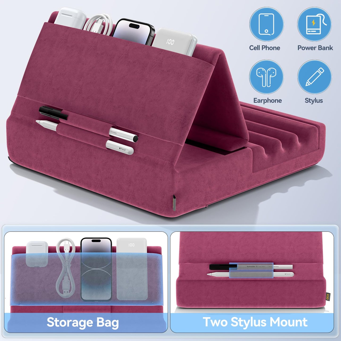 FoldMate: Versatile Tablet Pillow Stand with Pocket