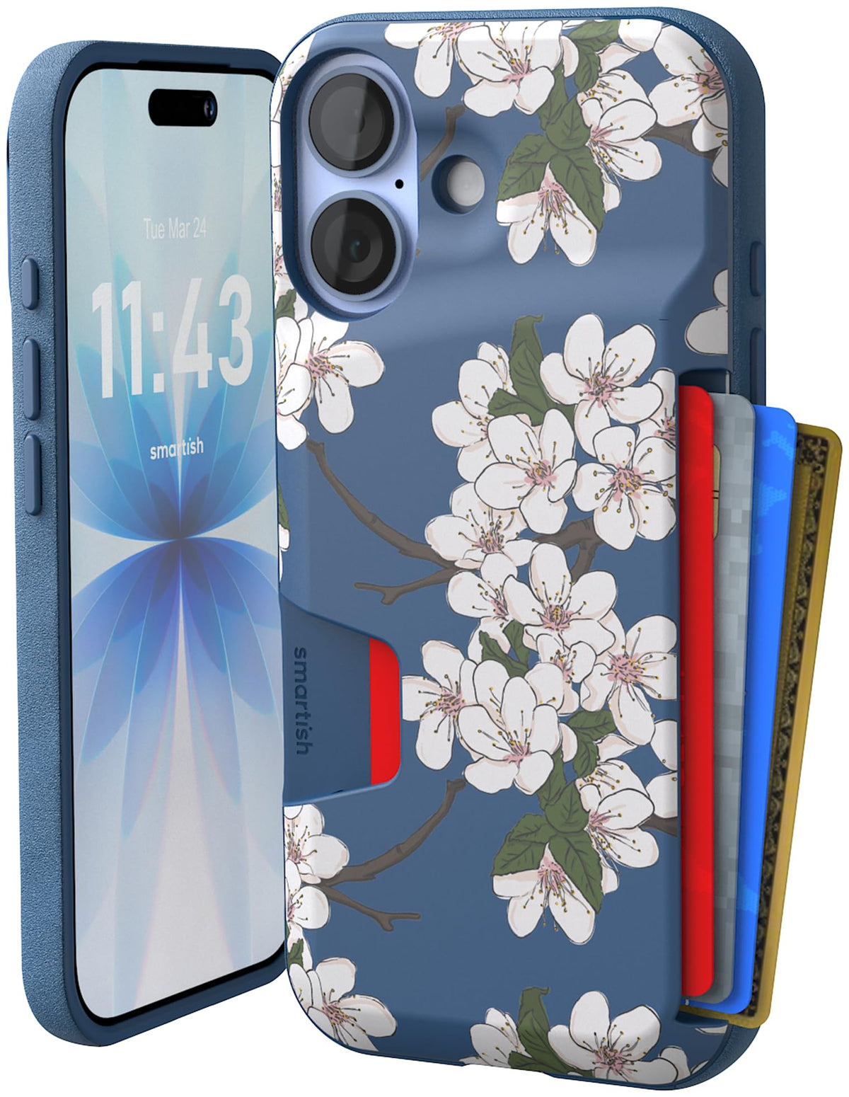 Smartish iPhone 18 Pro/17 Pro Wallet Case, Wallet Slayer V1, Cherry Blossom