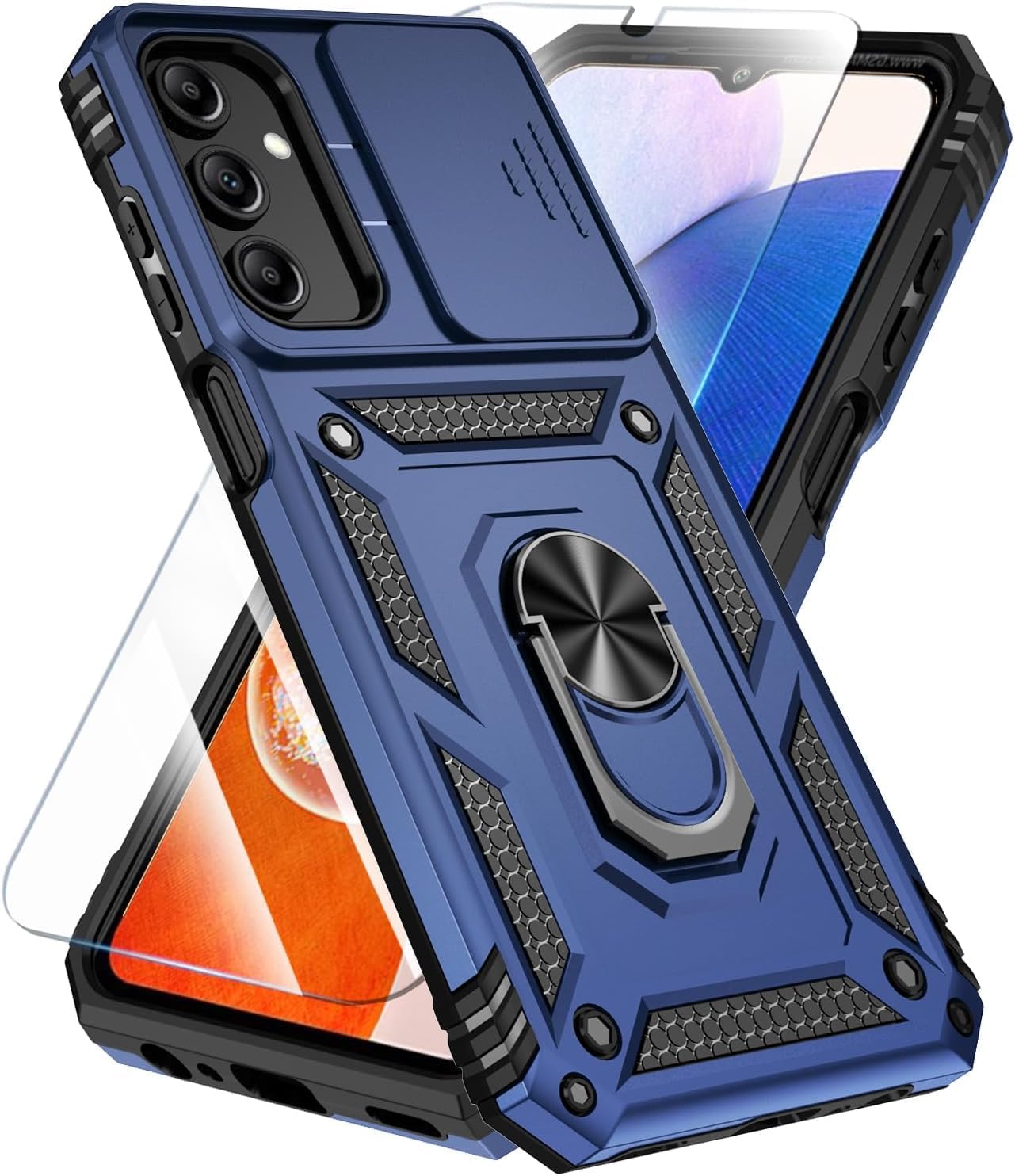 SunStory Phone Case Compatible with Samsung Galaxy A16 5G Case with HD Screen Protector & Slide Camera Cover & Kickstand, [Military-Grade] Phone Case for Samsung A16 (Red)