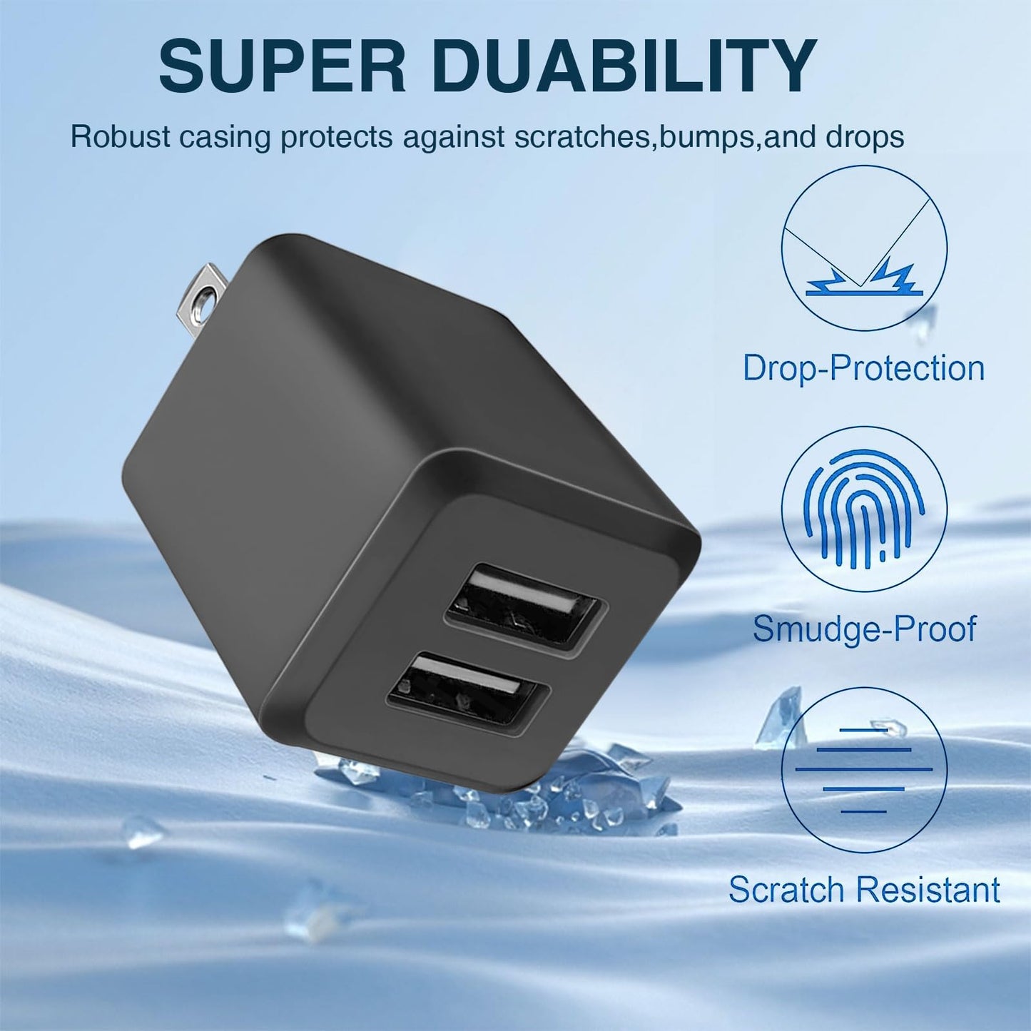 USB Wall Charger, Dual Port Cube Power Adapter Charger Plug Block Charging Box, Dual Port Wall Fast Charging Adapter, Compatible for i Phone 14 13 12 11，Milky White