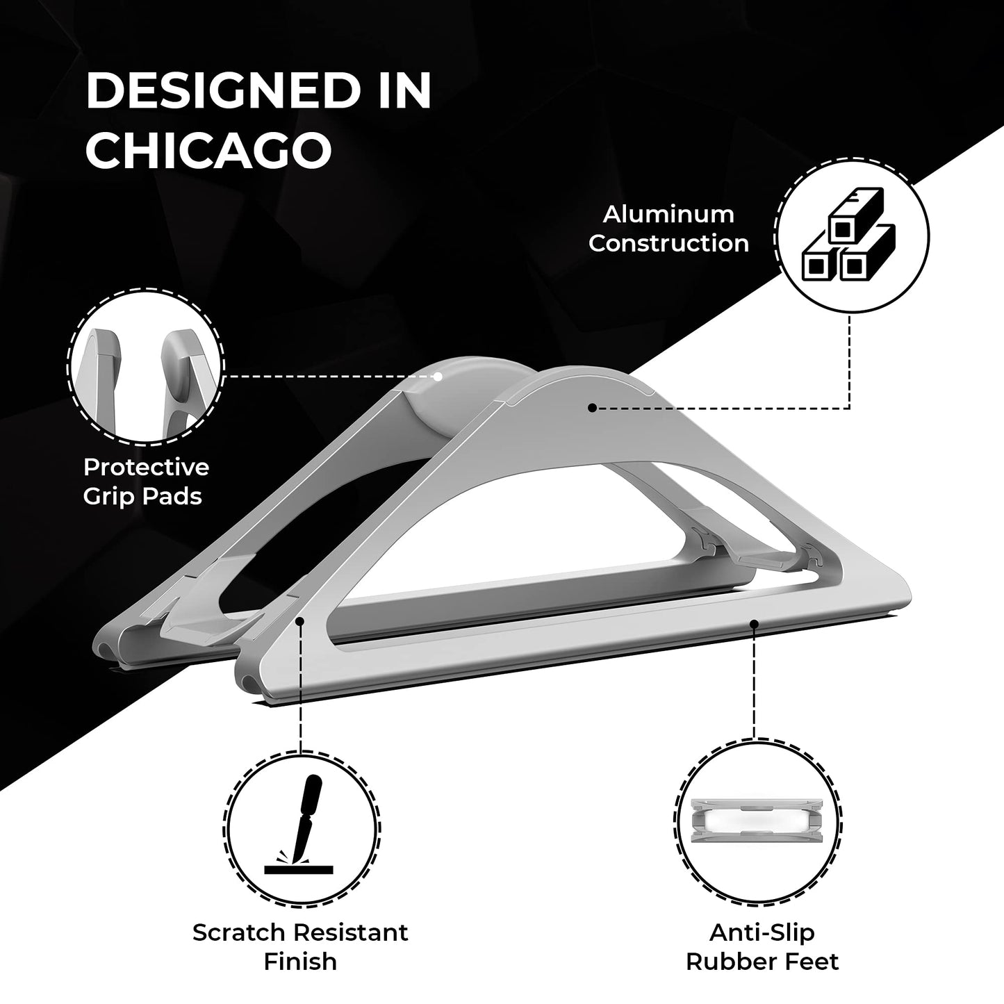 BlackRise: Adjustable Vertical Laptop Dock Stand