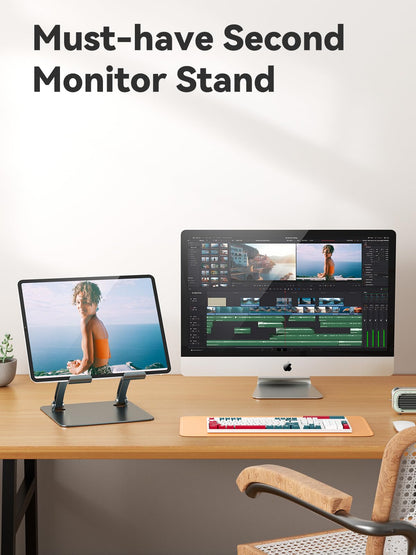 Dual Rod Adjustable Tablet Holder Stand (Gray)