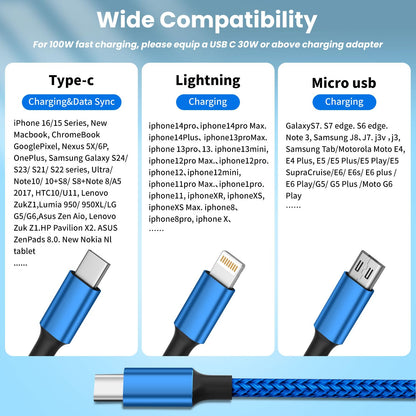 100W USB C 3-in-1 Charging Cable - Small Enterprise