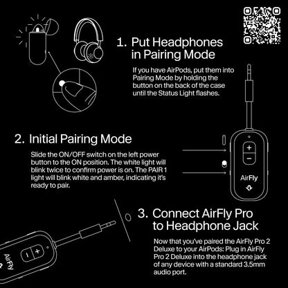 Twelve South AirFly SE | Bluetooth Wireless Audio Transmitter Adapter for AirPods/Headphones, 20+ Hr Battery, Works with 3.5mm aux Jacks on Airplanes, TVs, Gym Equipment, and Travel - Small Enterprise