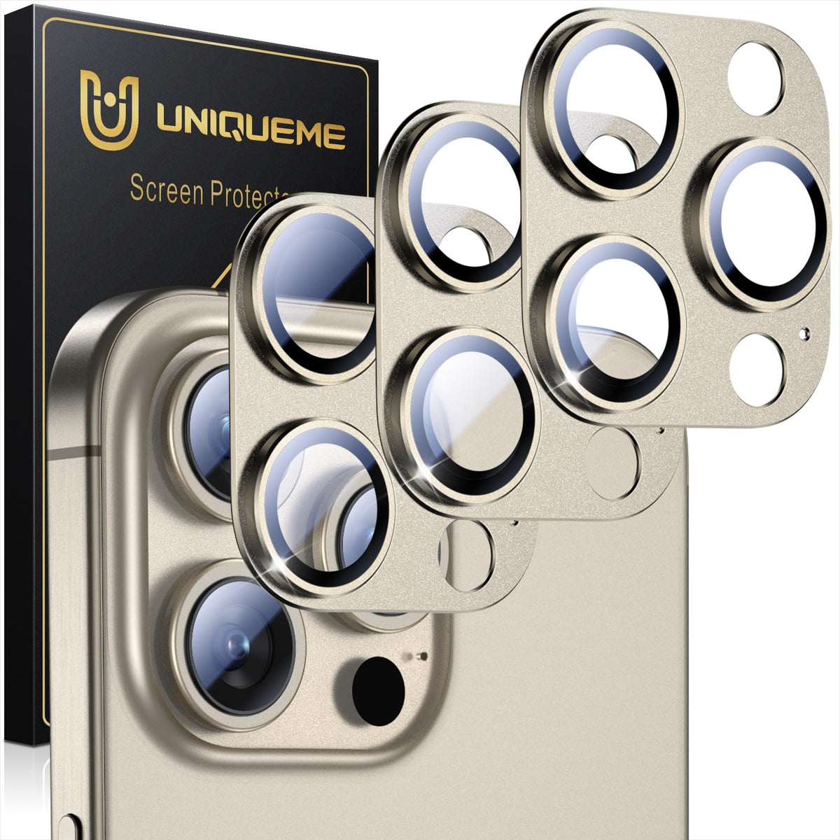 UniqueMe for 3 Pack iPhone 16 Pro/iPhone 16 Pro Max Camera Lens Protector