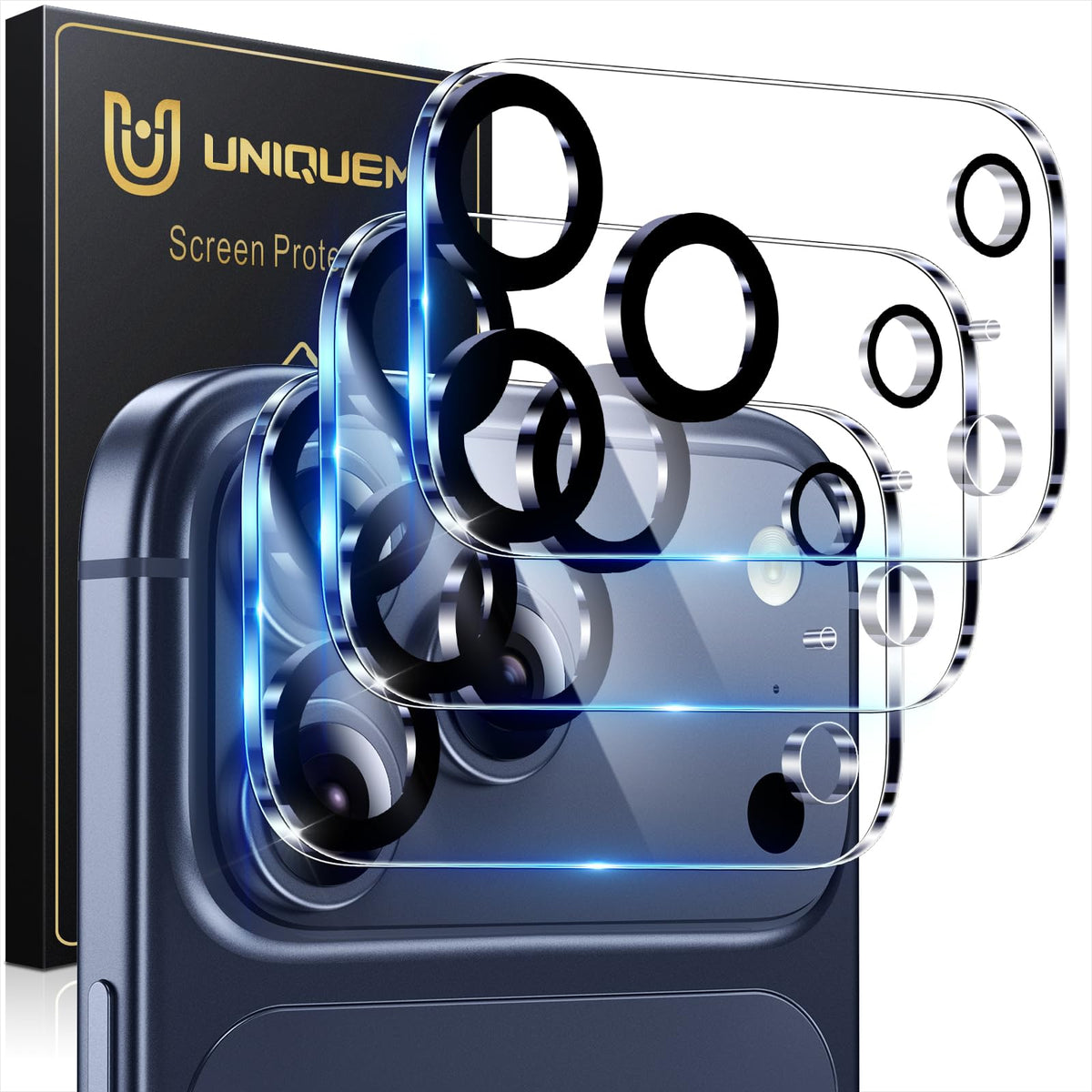 UniqueMe for 3 Pack iPhone 16 Pro/iPhone 16 Pro Max Camera Lens Protector