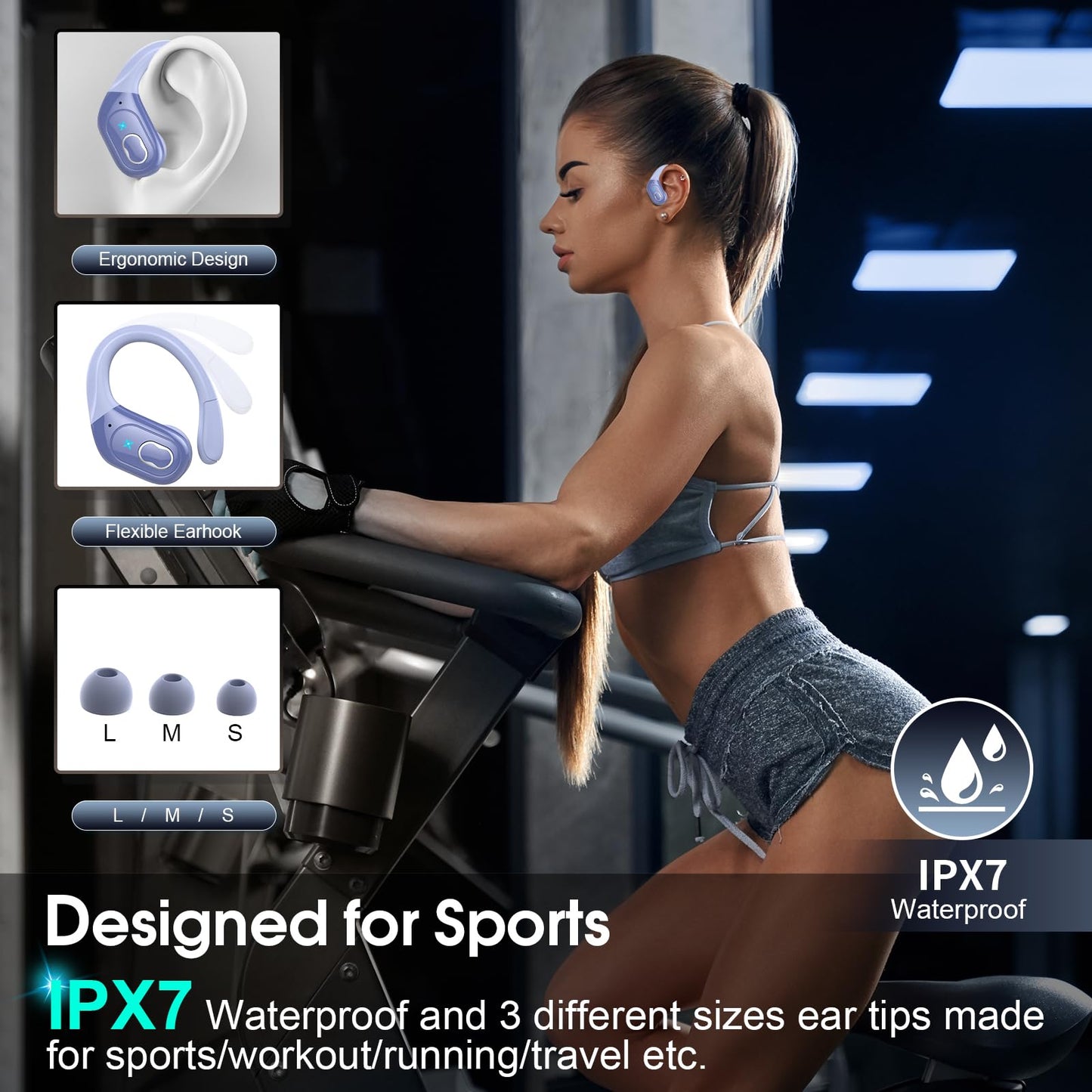 Wireless Earbuds 75hrs Bluetooth 5.4 Sport