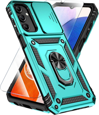 SunStory Phone Case Compatible with Samsung Galaxy A16 5G Case with HD Screen Protector & Slide Camera Cover & Kickstand, [Military-Grade] Phone Case for Samsung A16 (Red)